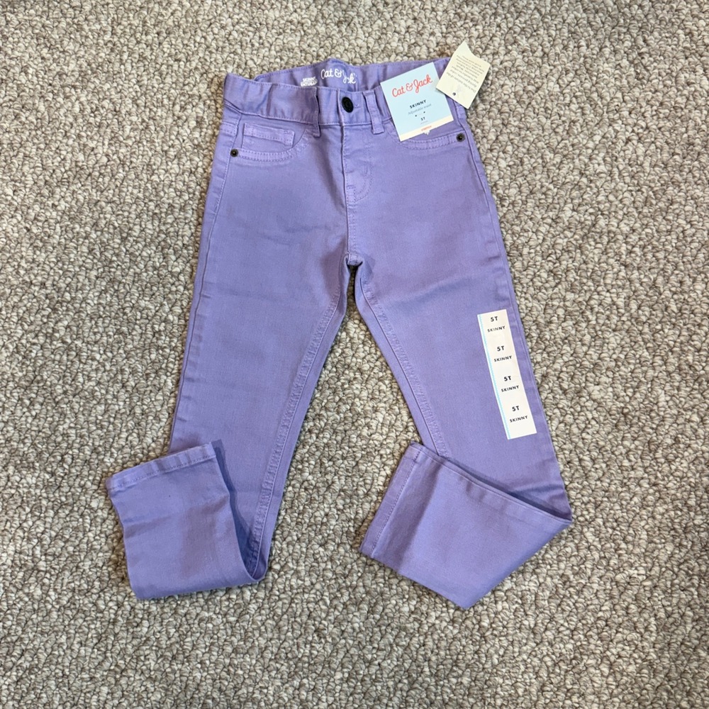 Cat & Jack Girls Purple Skinny Adjustable Waist Stretch Jeans Size 5T NWT